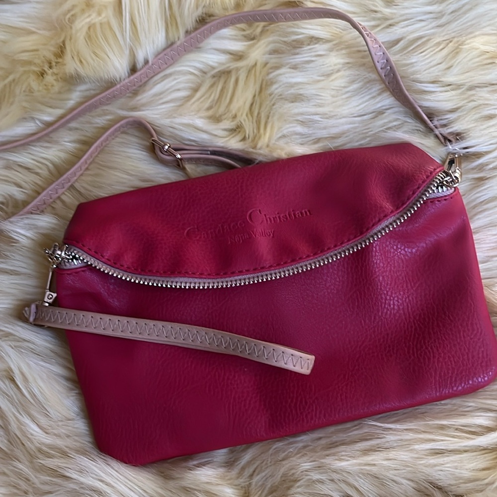 CANDACE CHRISTIAN Napa Valley NWT red leather convertible Crossbody/wristlet bag